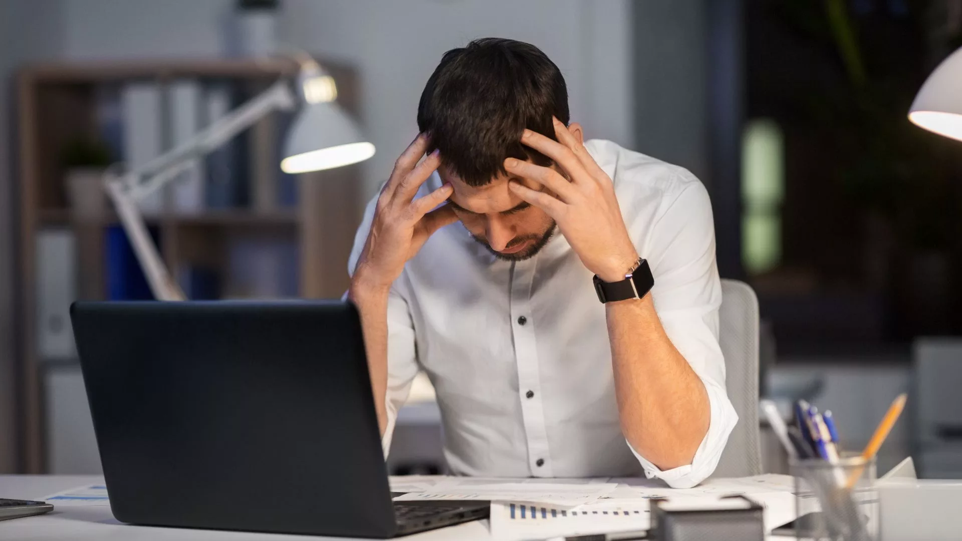 Frustrated Business owner using his laptop